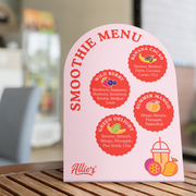 Allie's Ready To Blend Smoothies - Menu Strut Card (Customisable) *FREE ON REQUEST - CONTACT US*