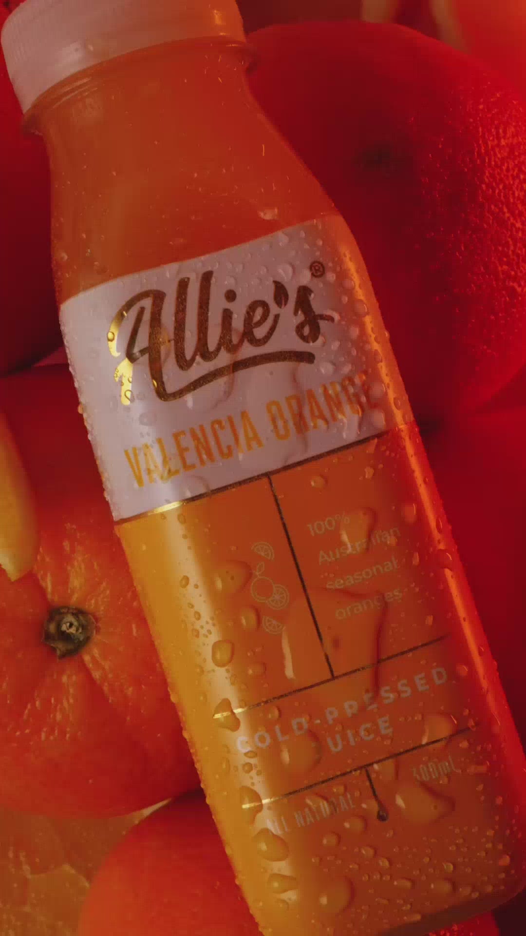 Load video: Allie&#39;s Valencia Orange 1L (6 Pack) Cold Pressed Juice