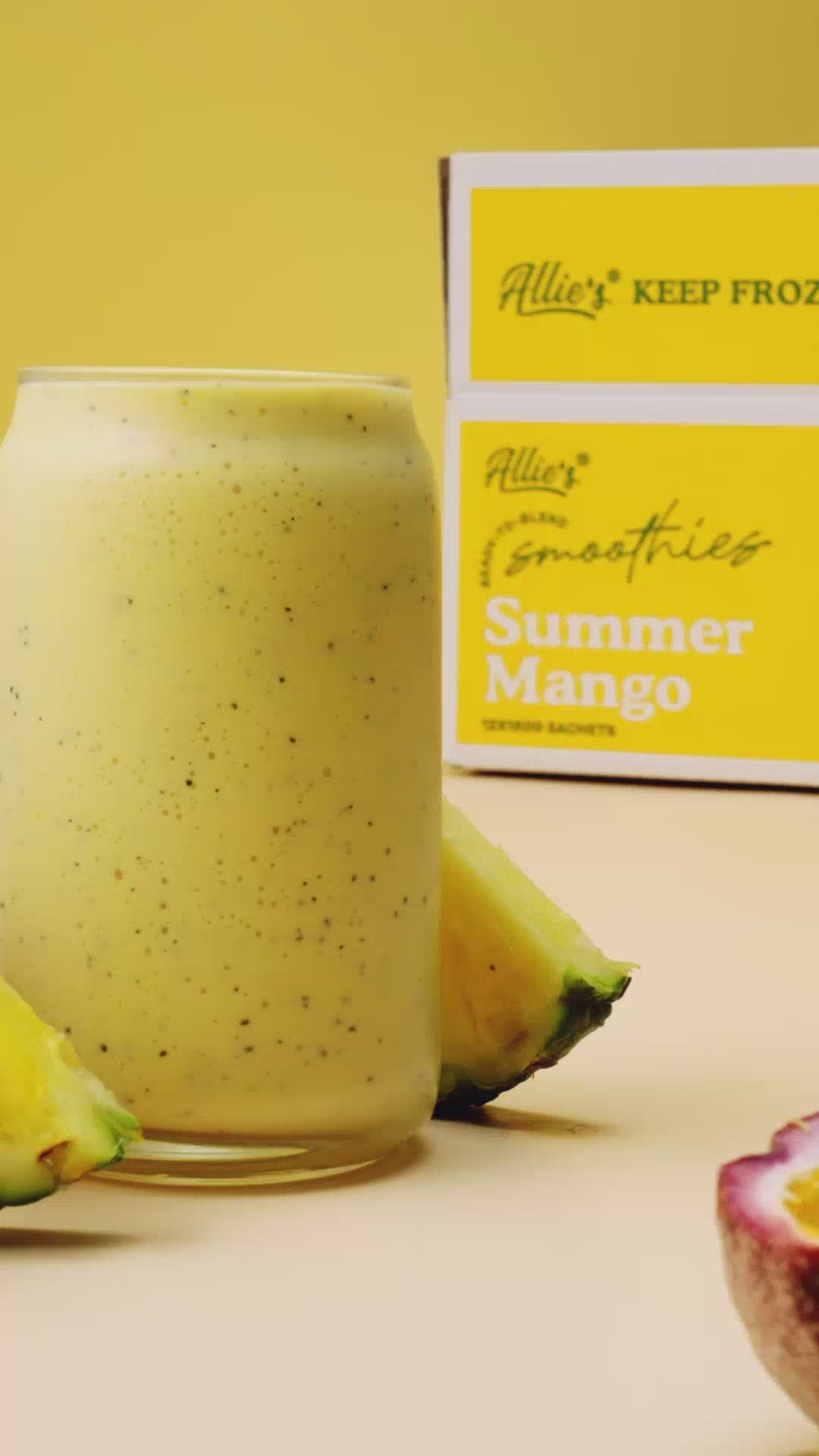 Load video: Allie&#39;s Summer Mango Ready-To-Blend Smoothie Packs (12 Pack)