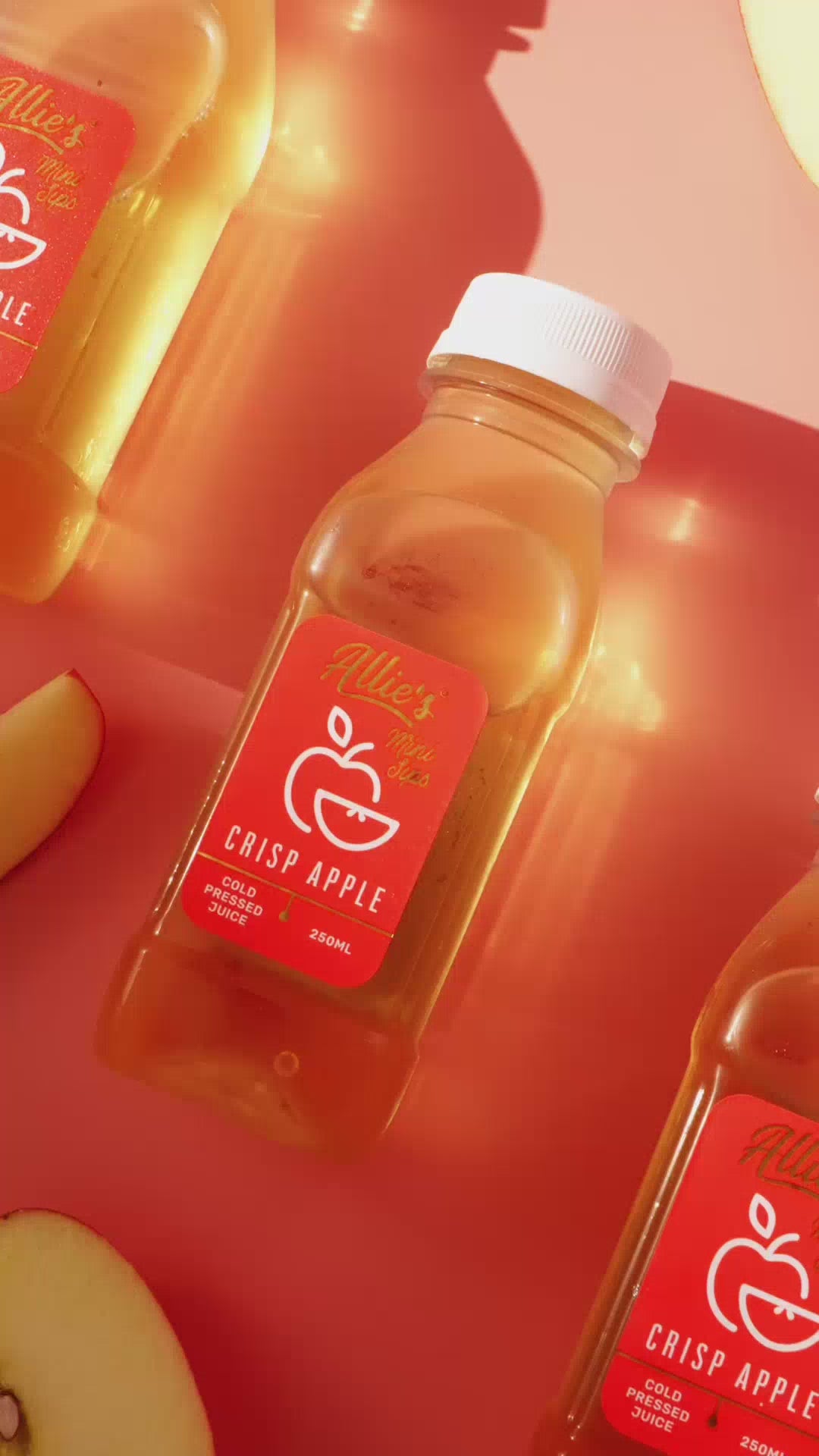 Load video: Allie&#39;s Crisp Apple 250mL (8 Pack) Cold Pressed Juice