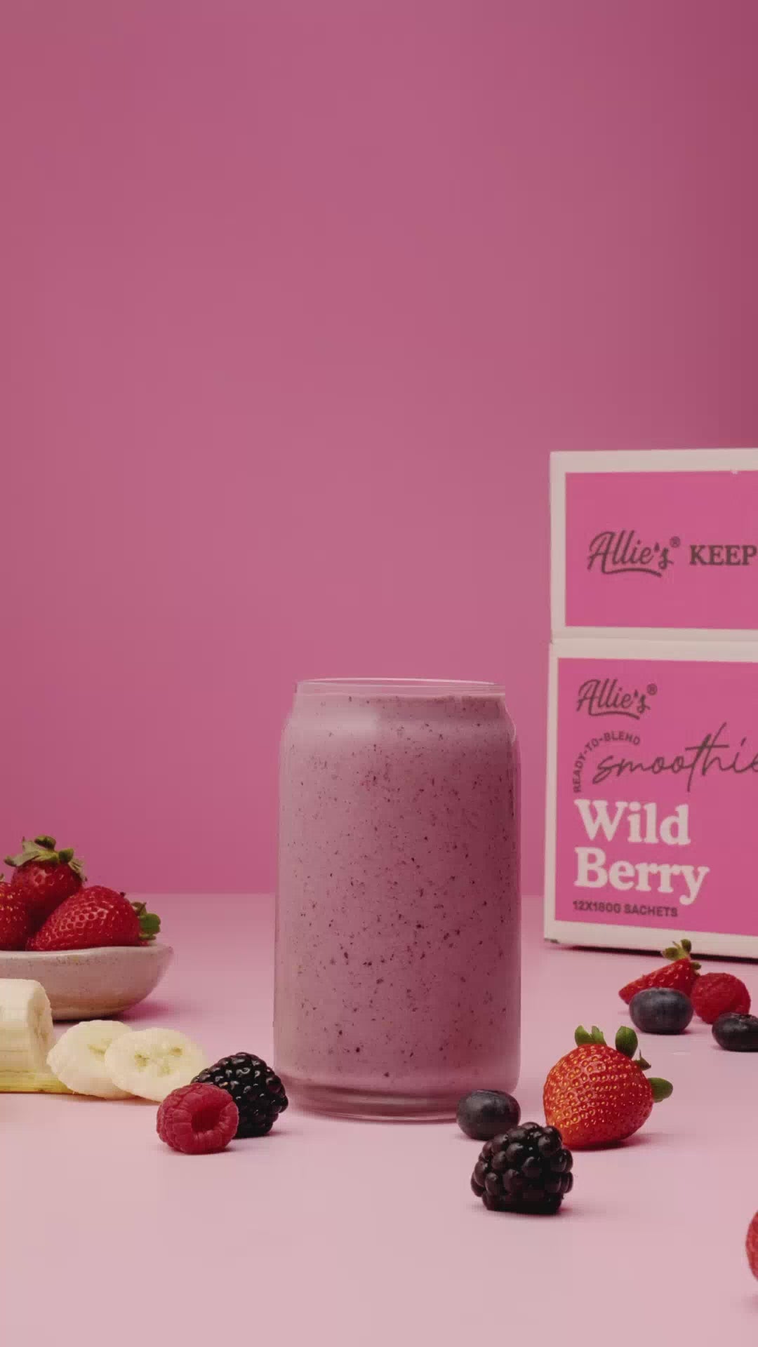 Load video: Allie&#39;s Wild Berry Ready-To-Blend Smoothie Packs (12 Pack)