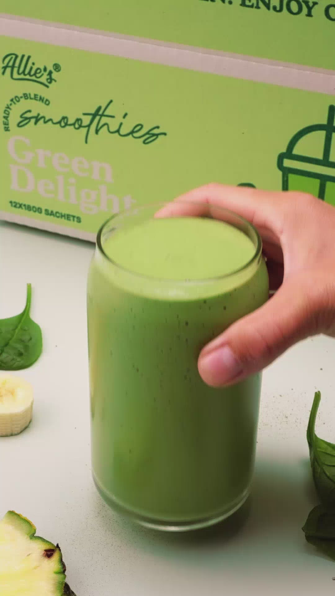 Load video: Allie&#39;s Green Delight Ready-To-Blend Smoothie Packs (12 Pack)
